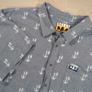 Brist Blue Bell's Brewing Chambray Button Down S/S Shirt Men's XXXL Cotton *Hole
